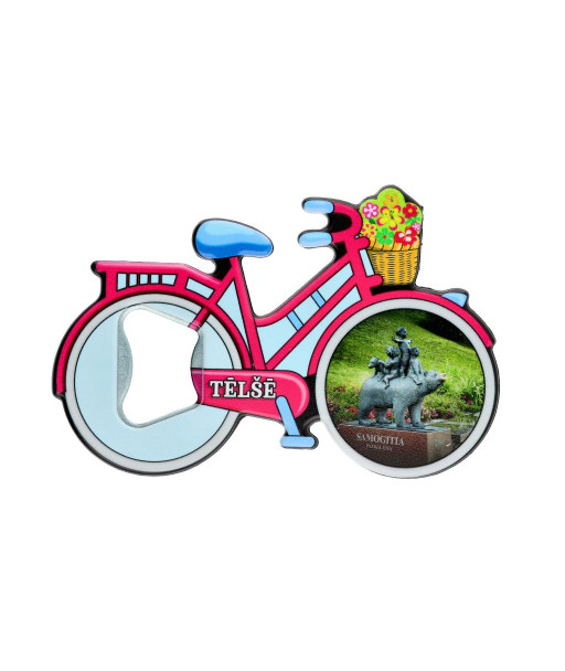 Telšiai bicycle shaped magnet bottle opener